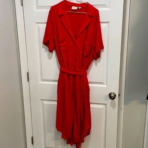 Maeve by Anthropologie 3X Red Button Midi Dress